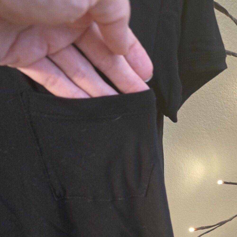 BCBGMaxAzria - Small Black Tee - high low hem - pocket - EUC - Picture 3 of 4